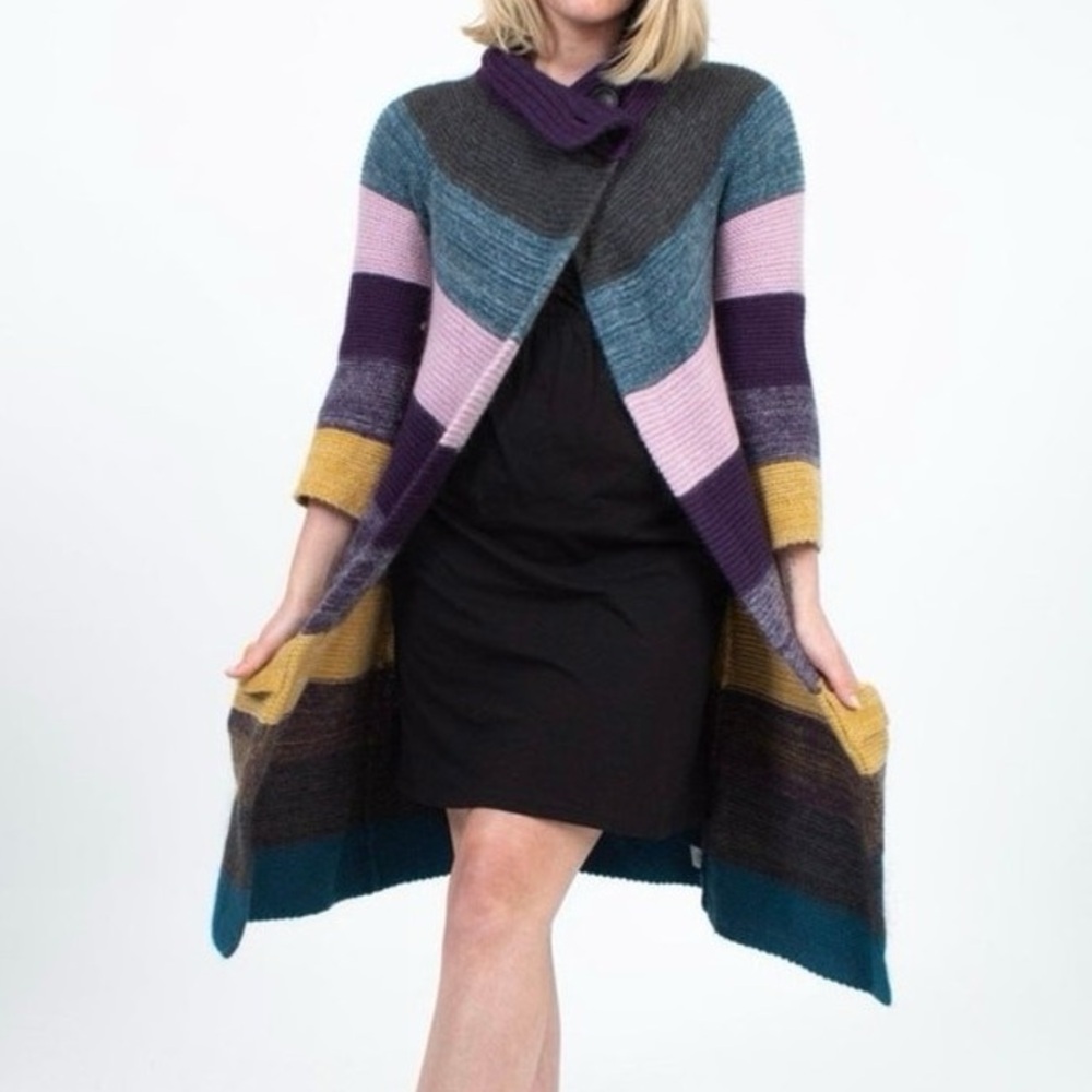 Theory Colorful Striped Cardigan sz L - Picture 2 of 9